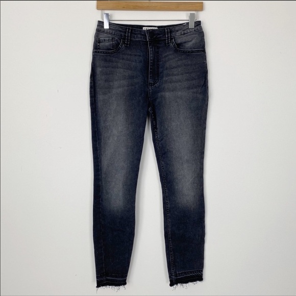 LEE Washed Black High Rise Raw Frayed Released Hem Skinny Jeans Size 6 - Picture 2 of 9